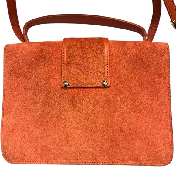 Jimmy Choo Burnt Orange Suede Rebel Crossbody Top Handle Box Bag Quiet Luxury - Picture 9 of 16